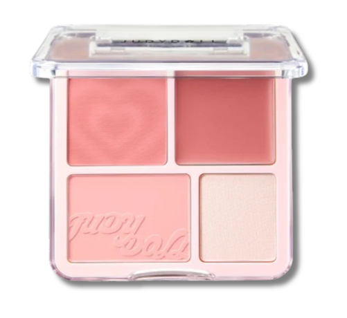 Judydoll - 4 Color Blush & Highlight Palette (1-3) [#02 Soft Peach - 9g]