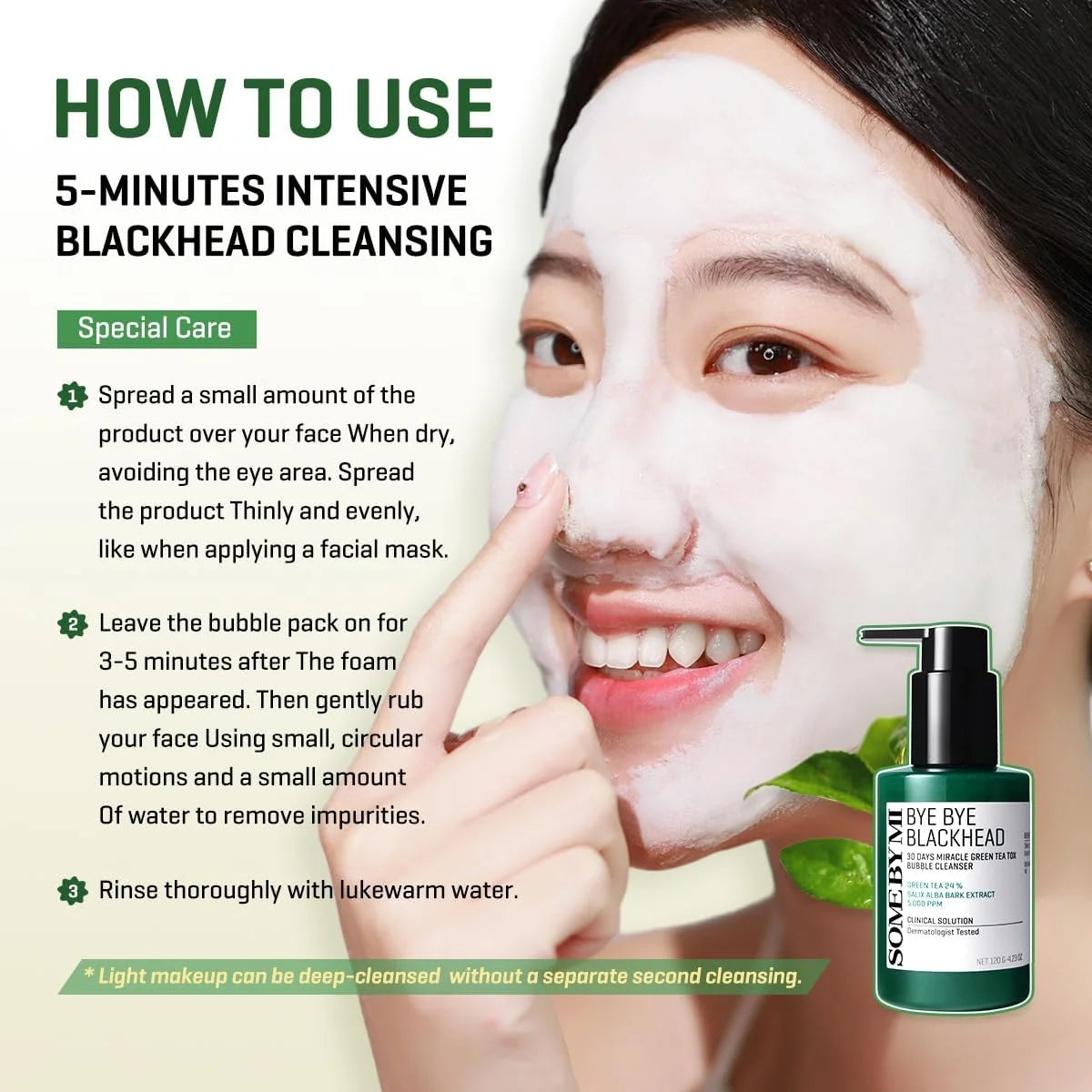 Bye Bye Blackhead 30 Days Miracle Green Tea Tox Bubble Cleanser 120g
