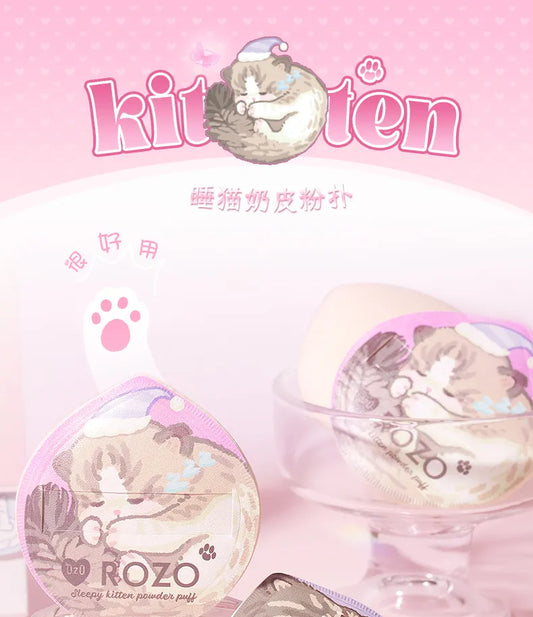 ROZO - Sleepy Kitten Powder Puff with Case [Kitten with Hat - 1pc]